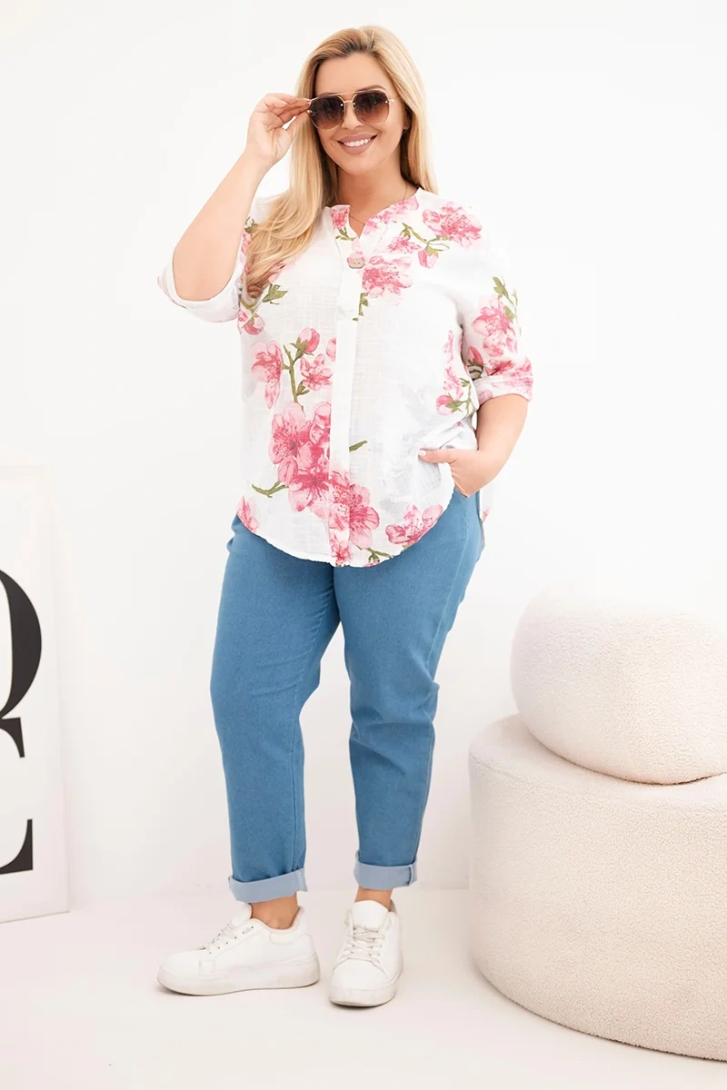 Dámska plus-size blúzka s kvetinovým vzorom
