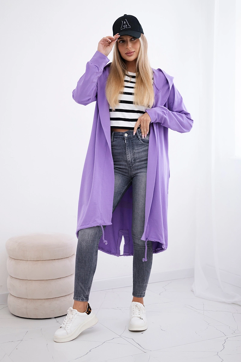 Cardigan with oversize print in purple color
