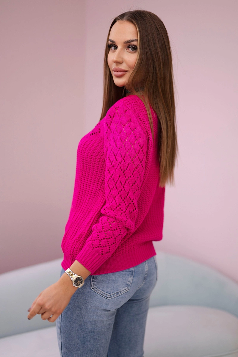Openwork sweater fuchsia