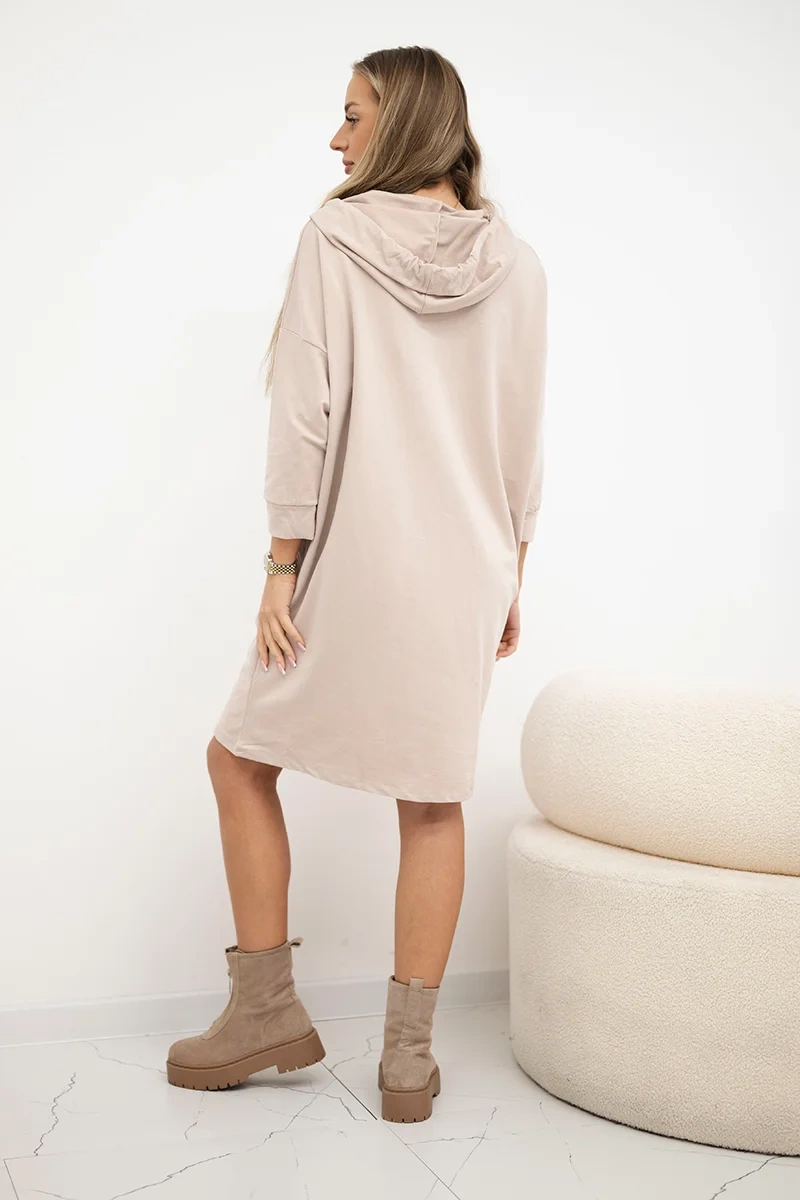 Beige dress with hood
