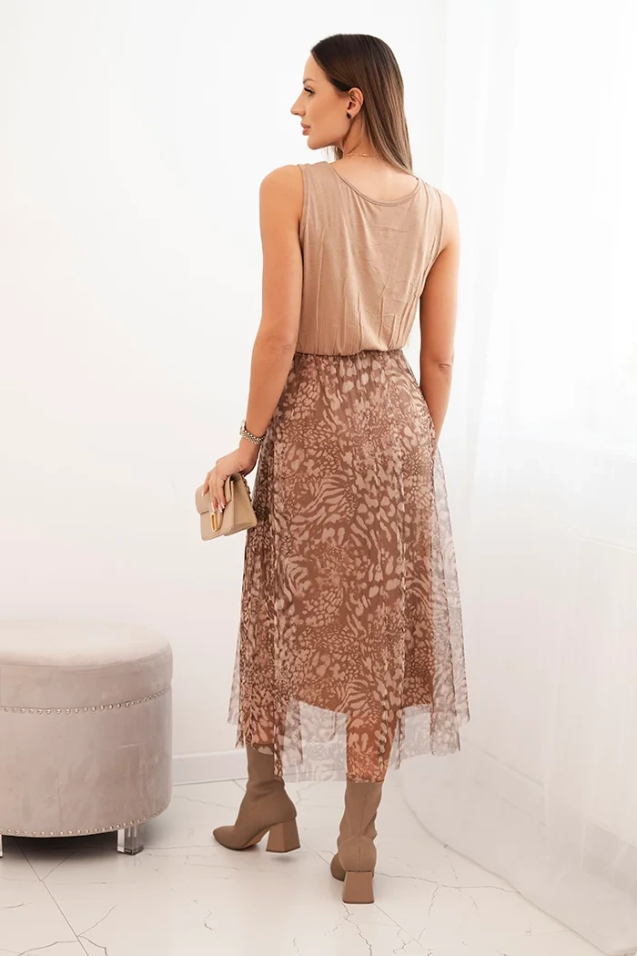 Kesi Włoski Women's set with a wool sweater and a viscose dress camel