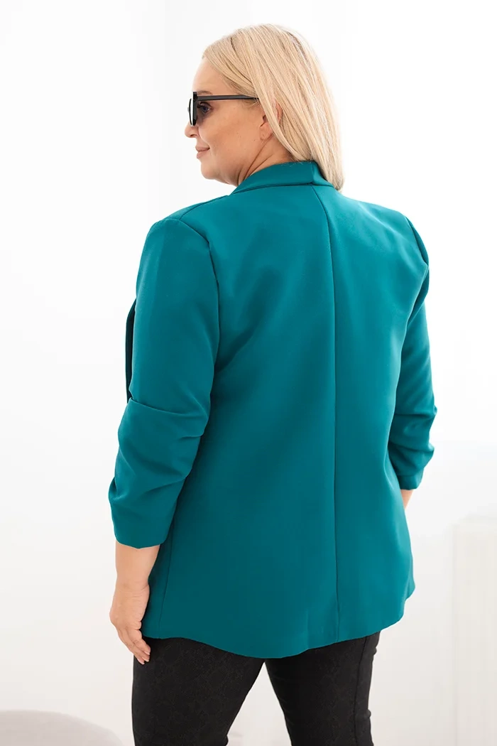 Kesi Włoski Women&#039;s Plus Size Unbuttoned Blazer with Lining XL/2XL sea green