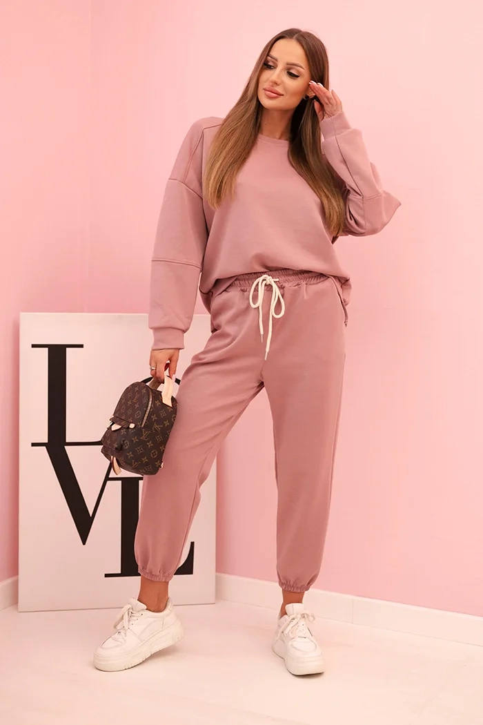Kesi Włoski Set sweatshirt + pants buttery fabric dark pink