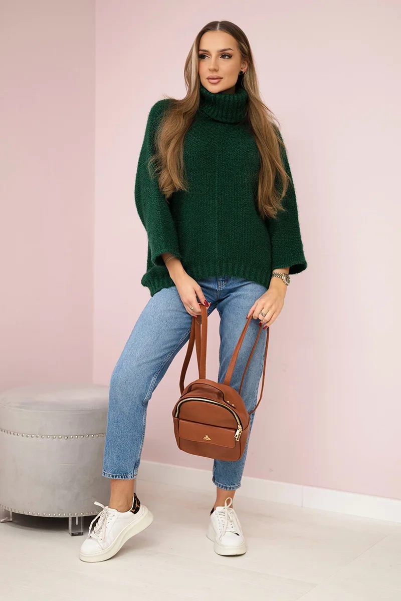 Kesi Włoski V-neck sweater ginger Ingwer dark green