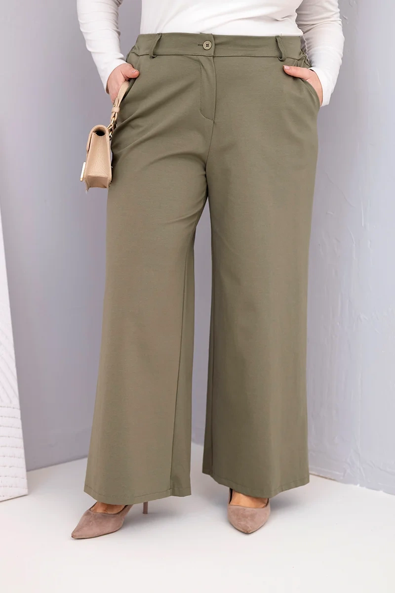 Kesi Plus Size kalhoty s vysokým pasem