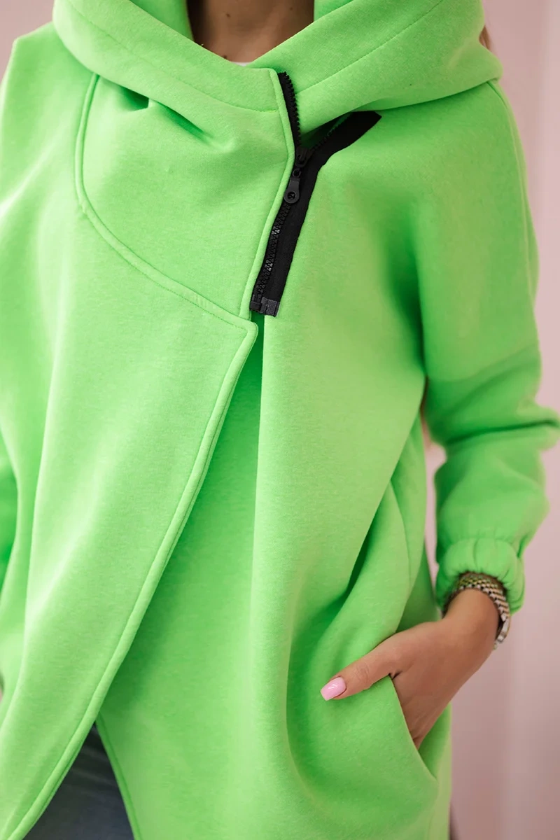 Short zip sweatshirt green neon