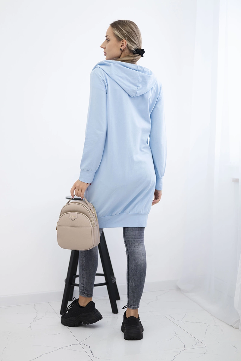 Dress with a hood and azure color