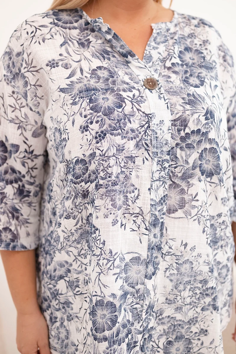 Plus Size bavlnená blúzka s krátkymi rukávmi