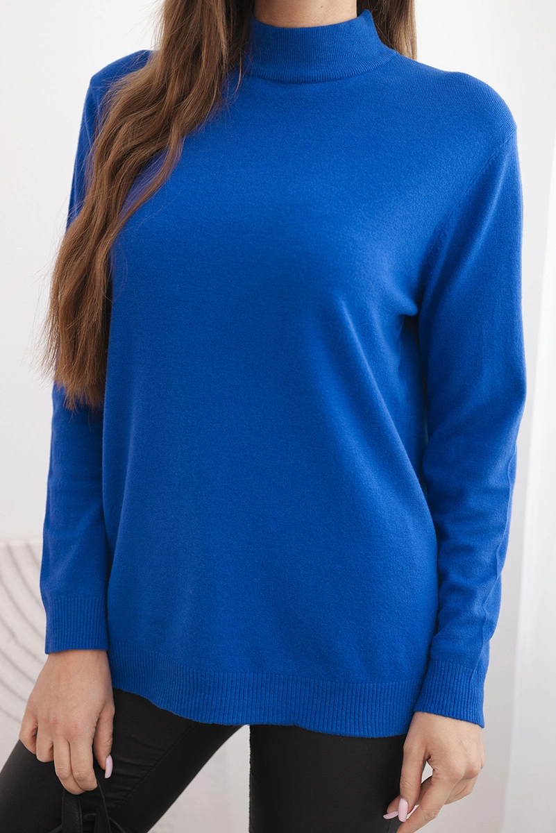 Kesi Włoski Women&#039;s Plus Size sweater made of viscose with a turtleneck cobalt blue