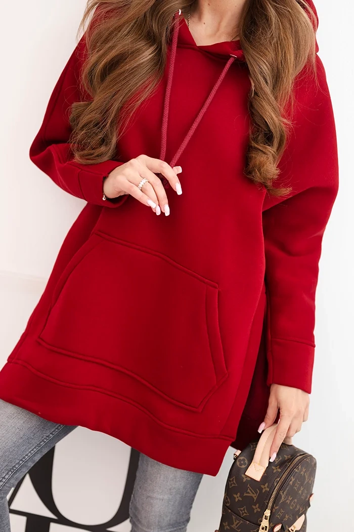 Kesi Warm sweatshirt with side slits burgundy