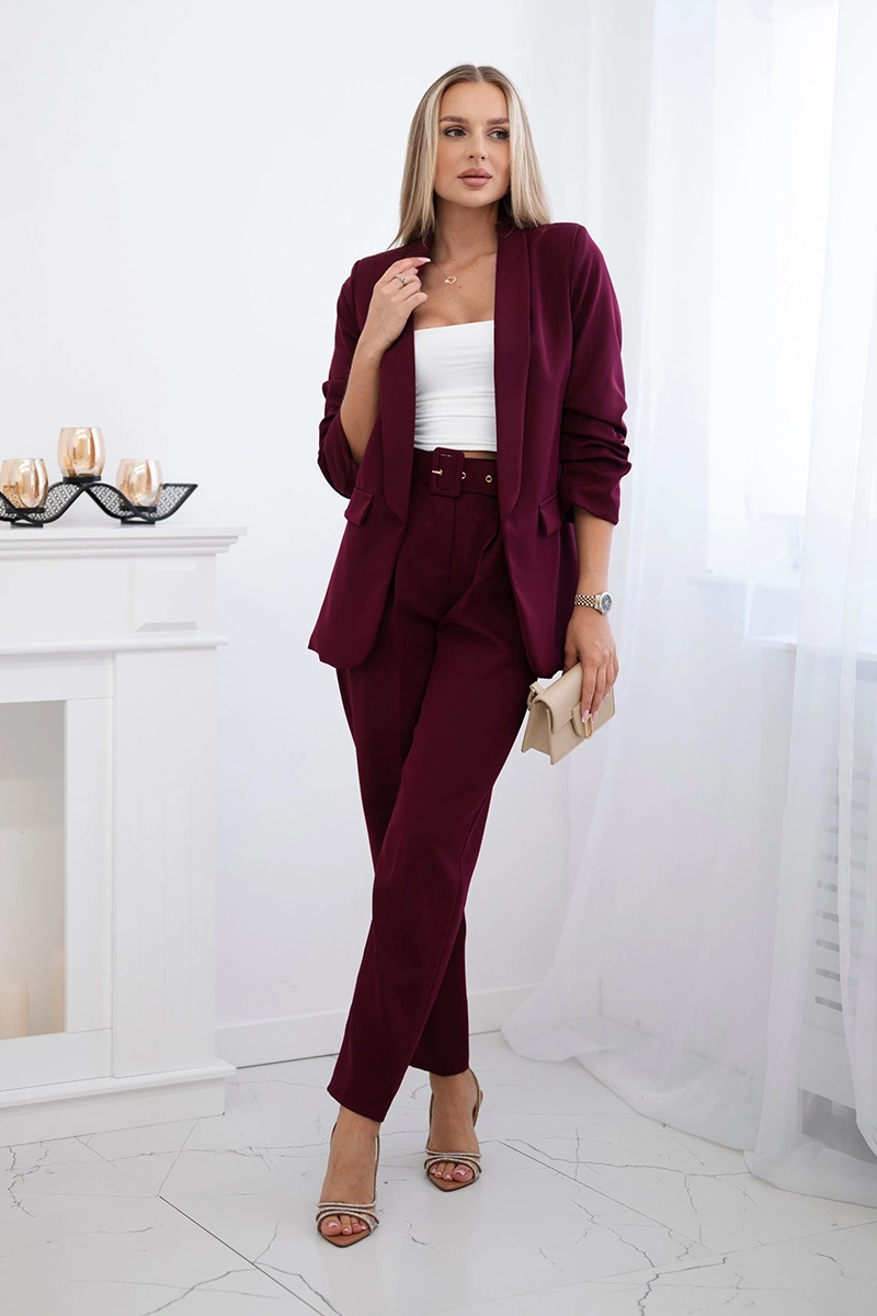 Kesi Włoski Elegant set of jackets and trousers burgundy