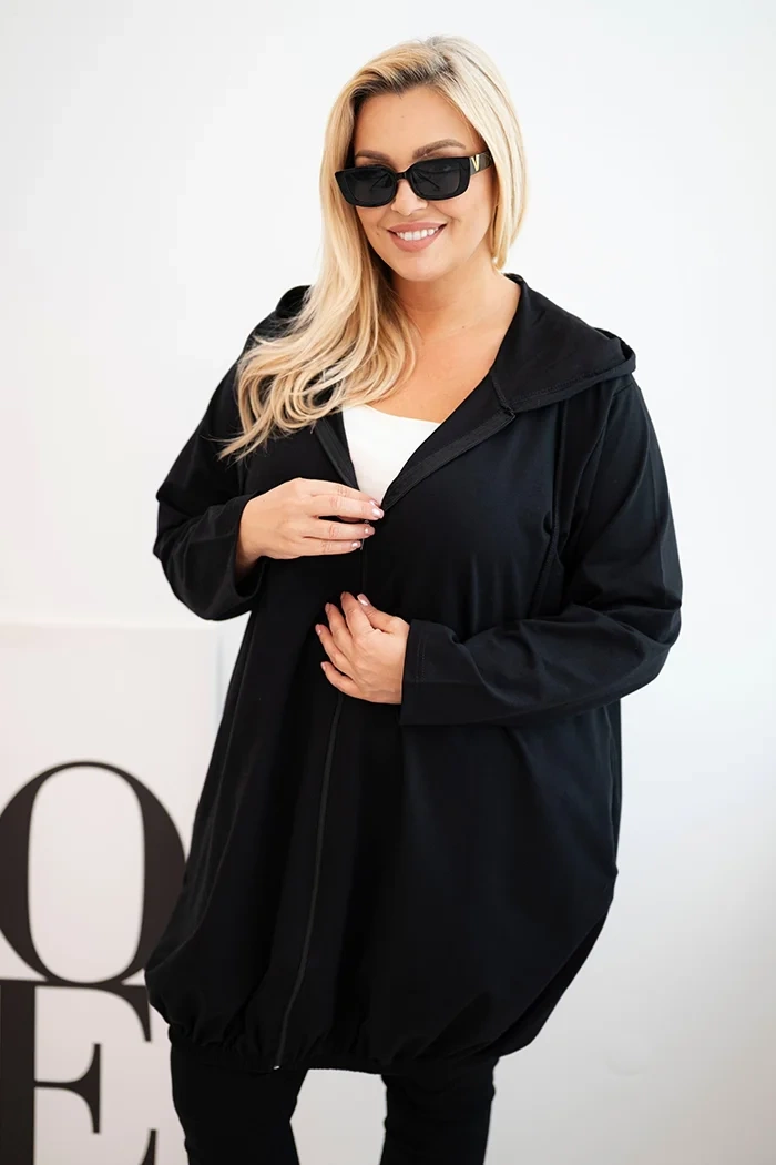 Kesi Women's Plus Size cotton hoodie with zipper black