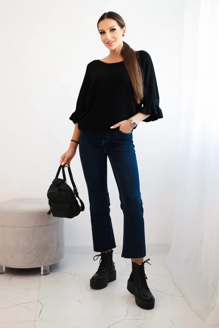 Kesi Włoski Women's sweater with decorative cuff black