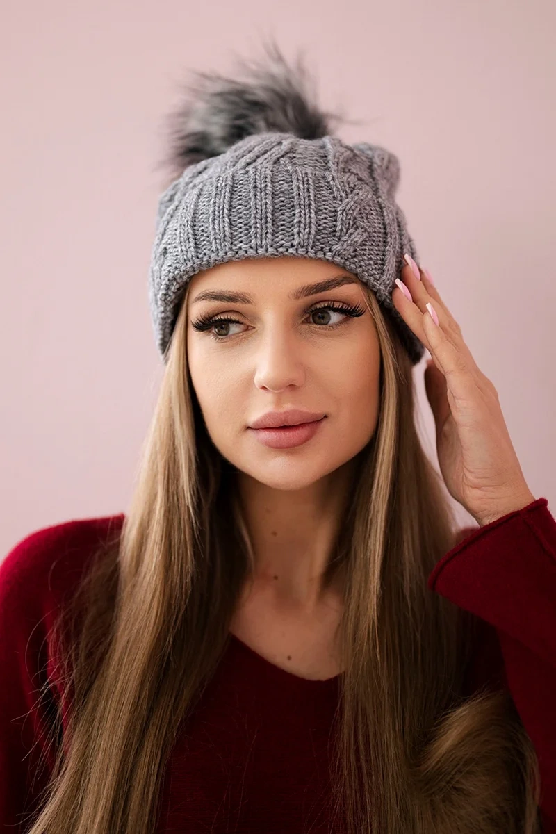 Kesi Čapica s fleece Warkocz K226 tmavošedý