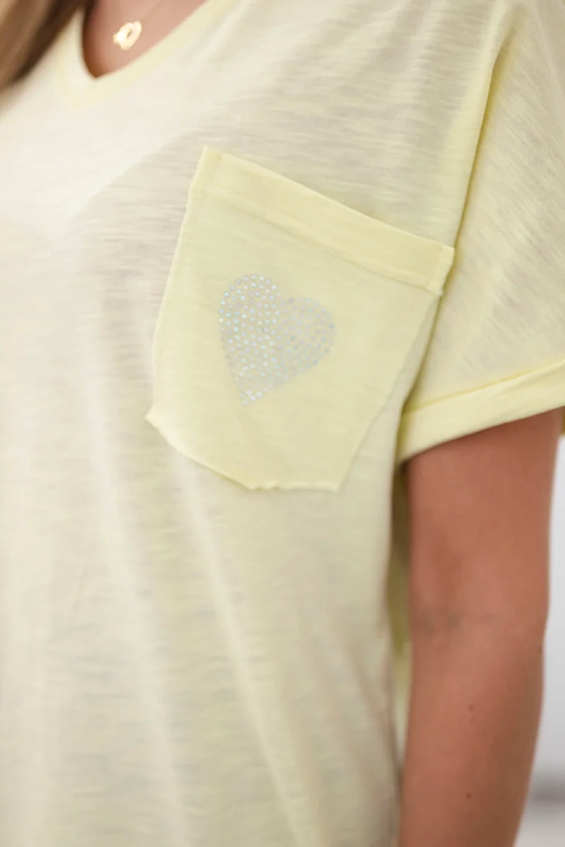Cotton blouse with pocket yellow