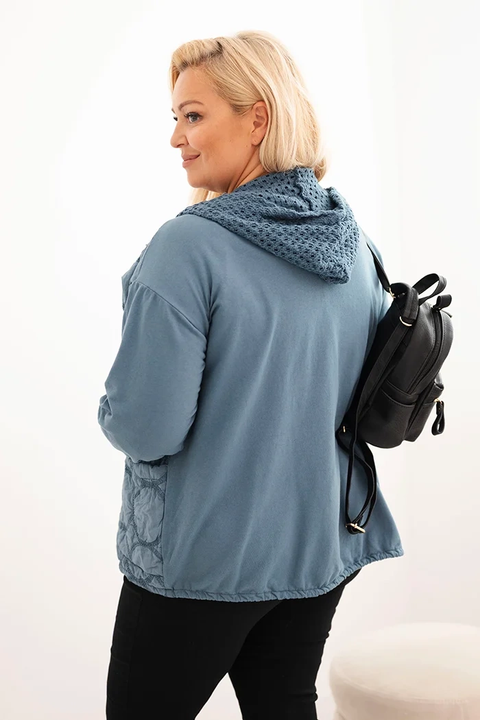 Kesi Włoski Women's Plus Size zip-up cotton sweatshirt denim color