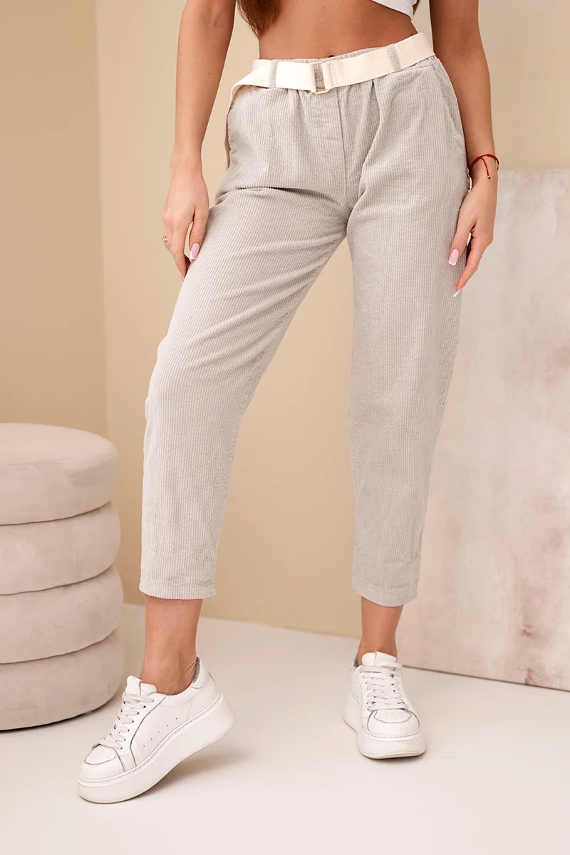 Дамски кадифени панталони с колан Kesi Włoski