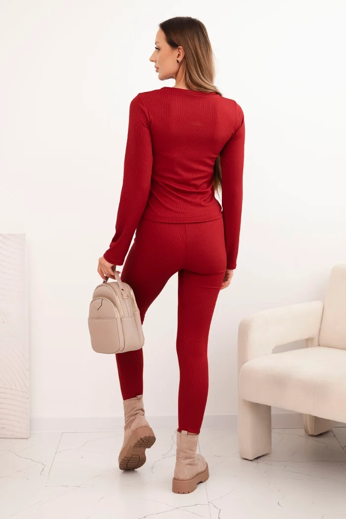 Kesi Włoski Women&#039;s cotton set with long sleeves and leggings maroon