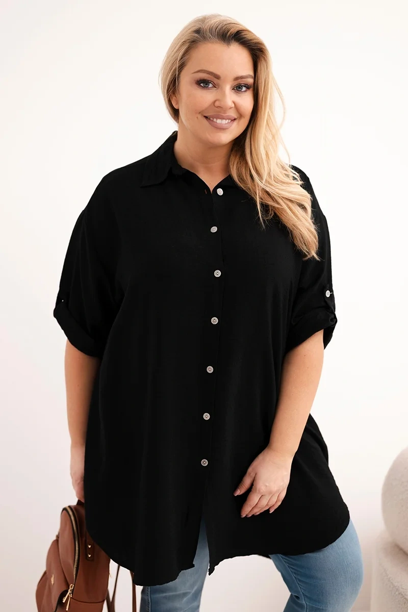 Dámska plus size viskózová košeľa s predĺženým chrbtom