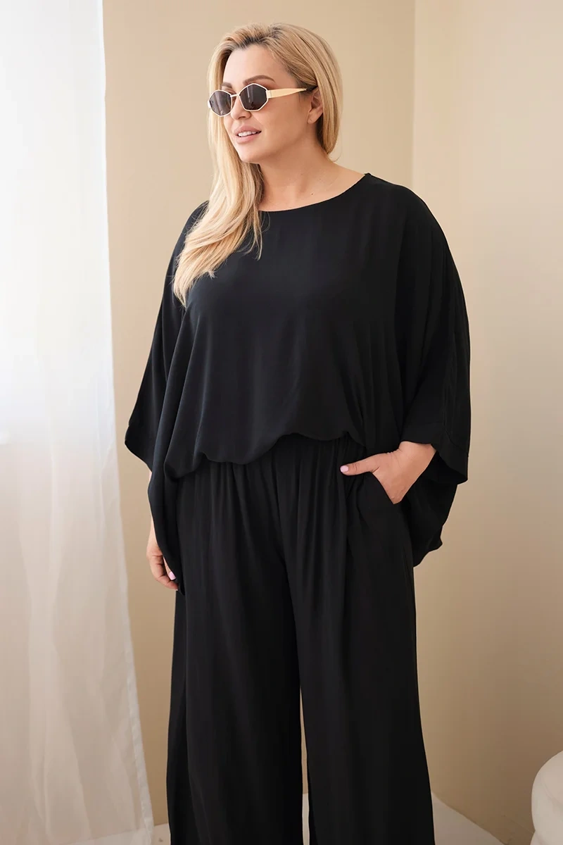 Kesi dámský plus size viskózový set s květinovým vzorem