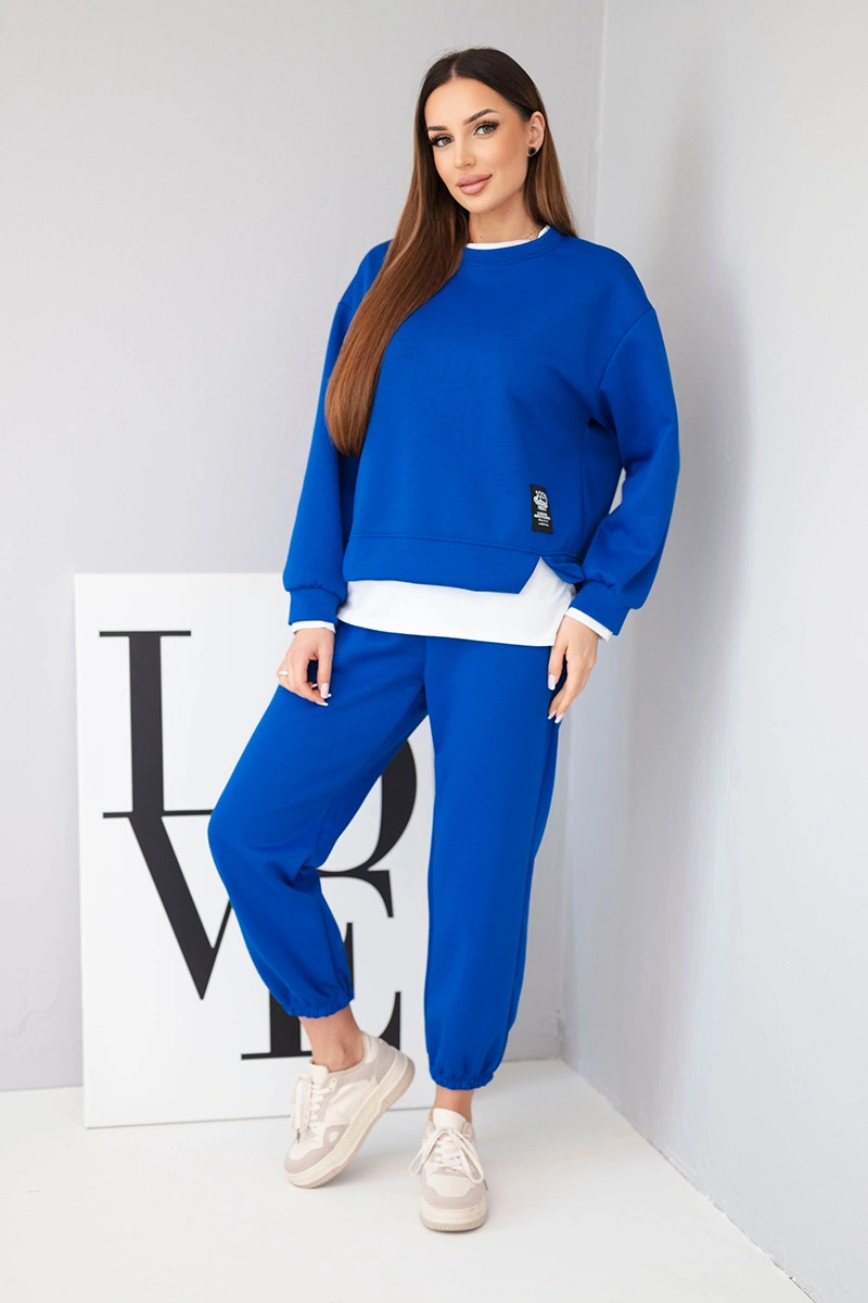 Kesi Włoski Women's set with a loose sweatshirt and sweatpants buttercup blue