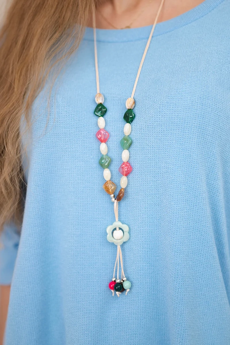 Kesi Włoski Blouse with necklace blue