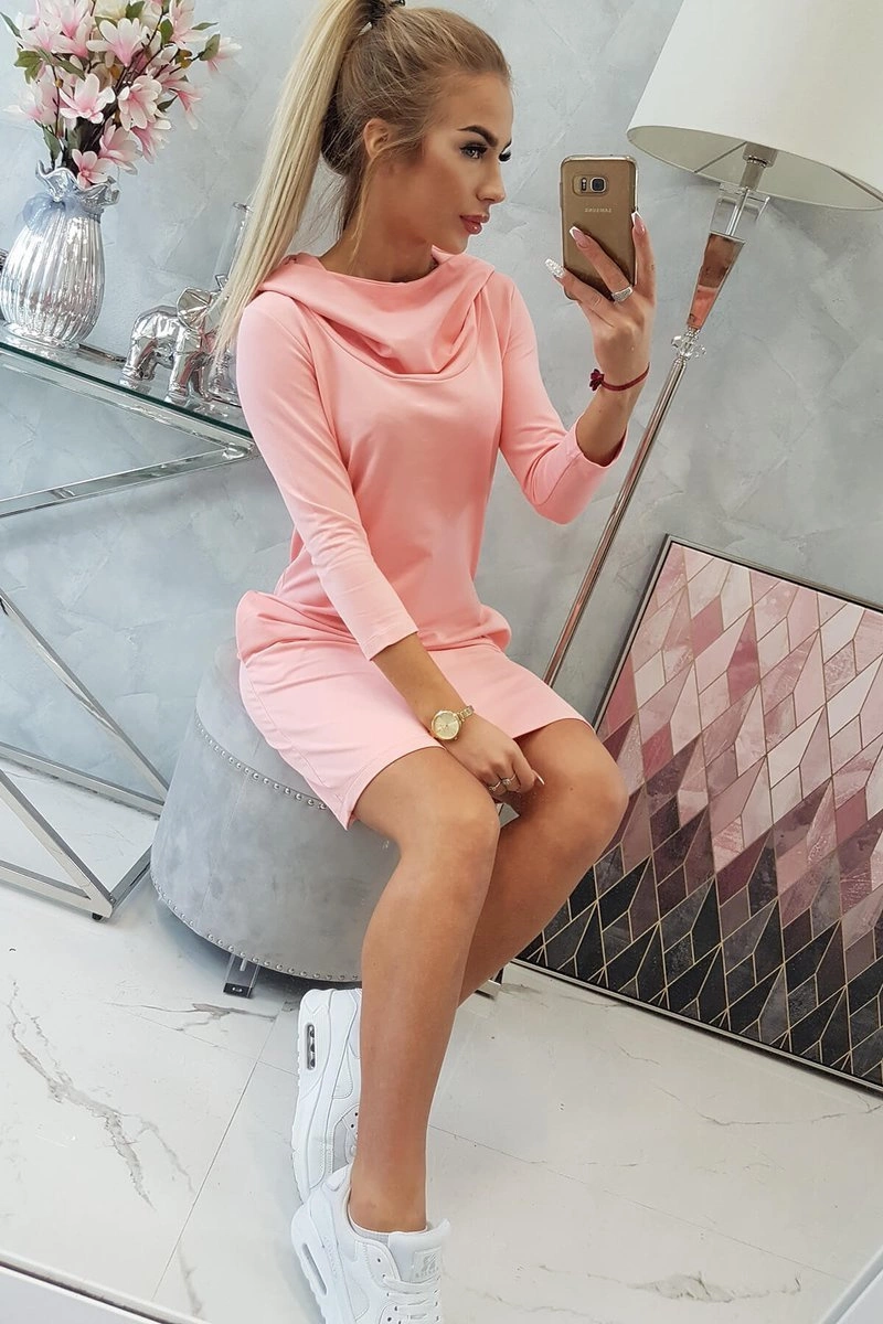 Dress with hood and pockets apricot