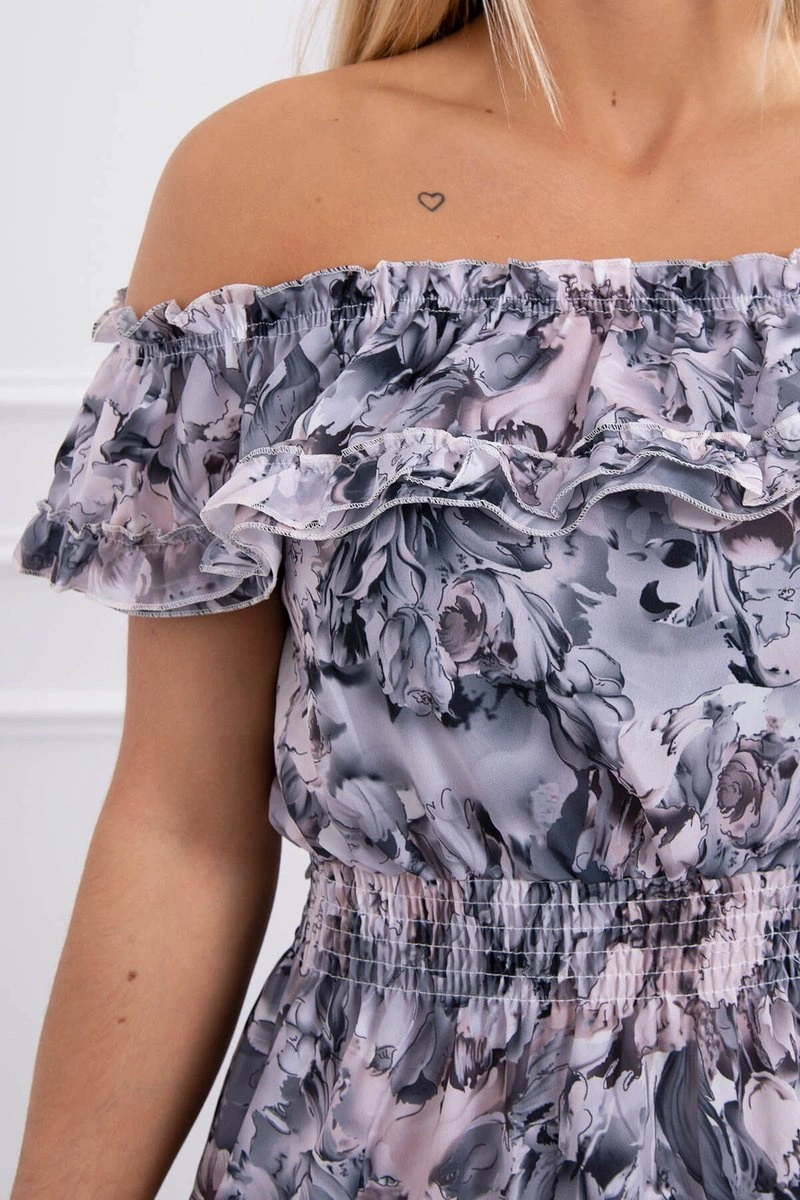 marka niezdefiniowana Off-the-shoulder floral dress black