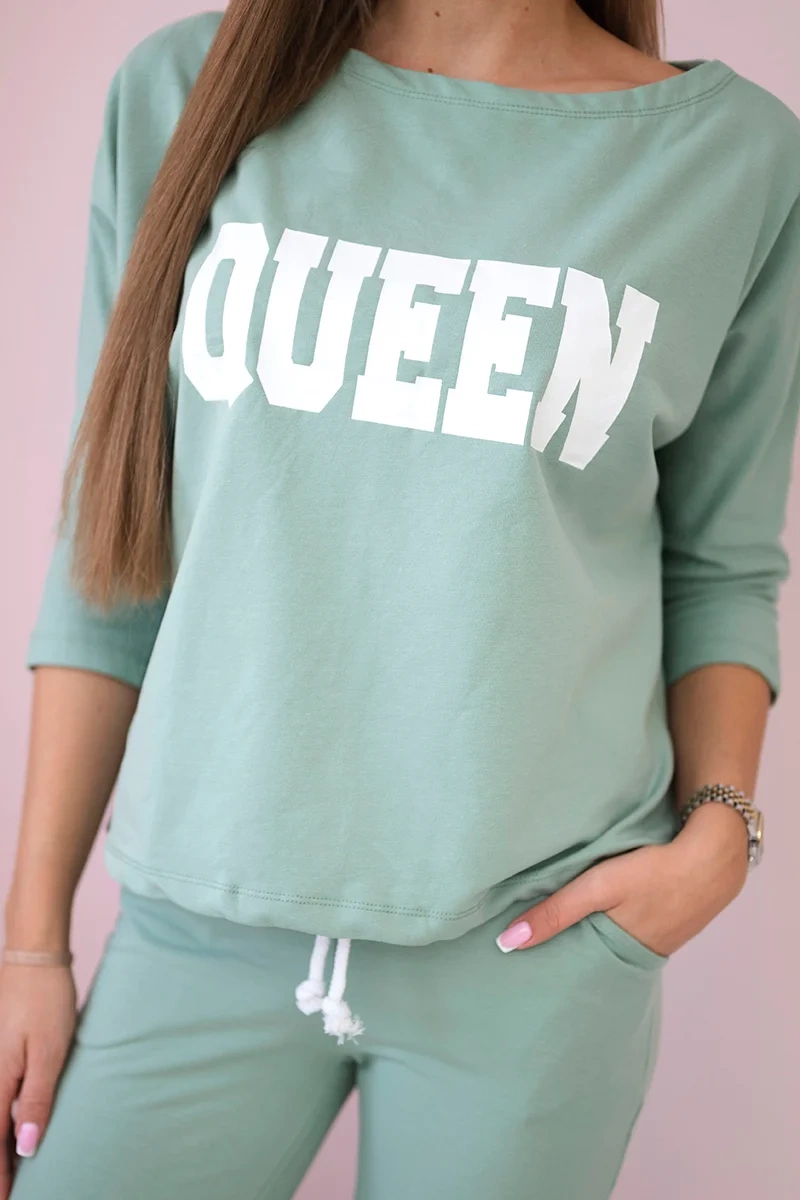 Set with Queen dark mint print