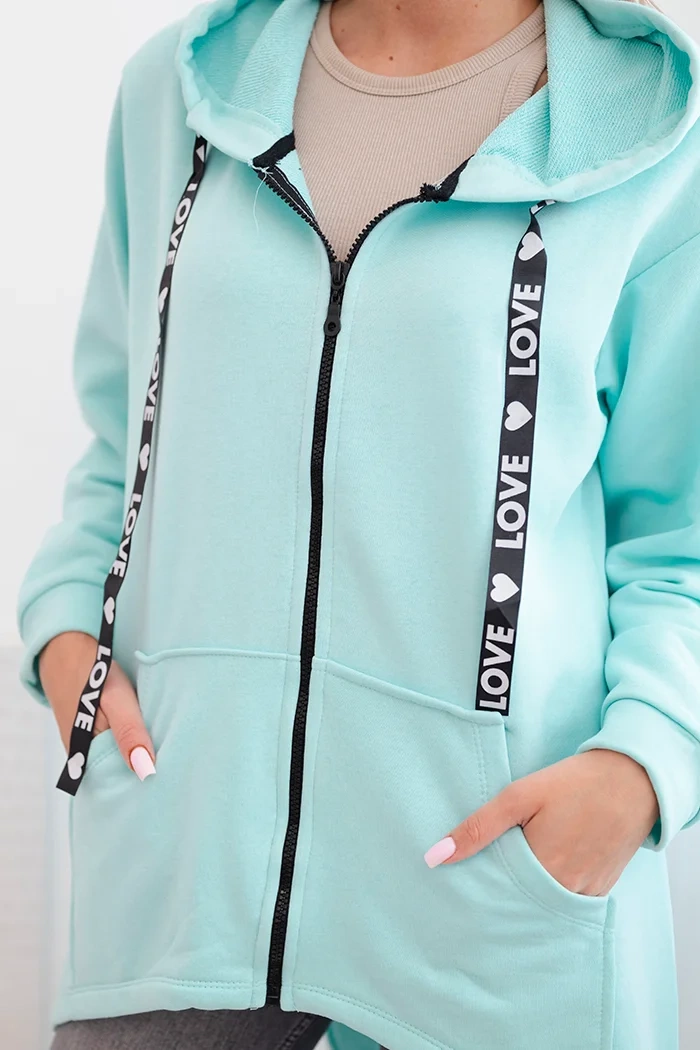 Kesi Sweatshirt with longer back and hood mint