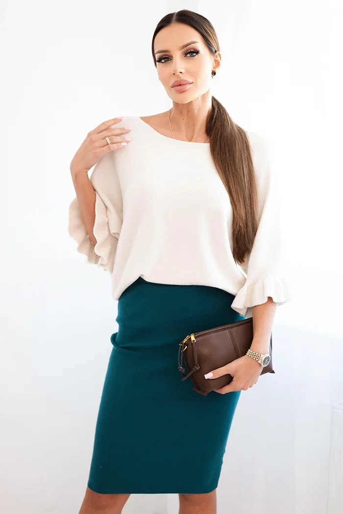 Kesi Włoski Women&#039;s viscose skirt made of stretchy fabric teal