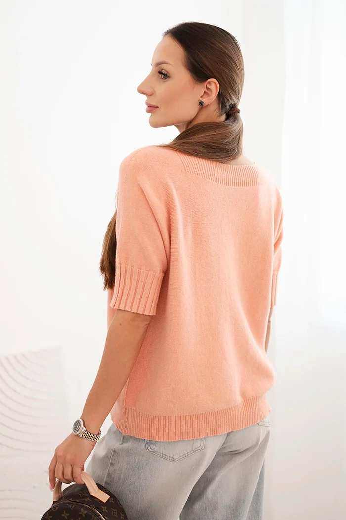 Kesi Włoski Women's short-sleeve viscose sweater dark apricot