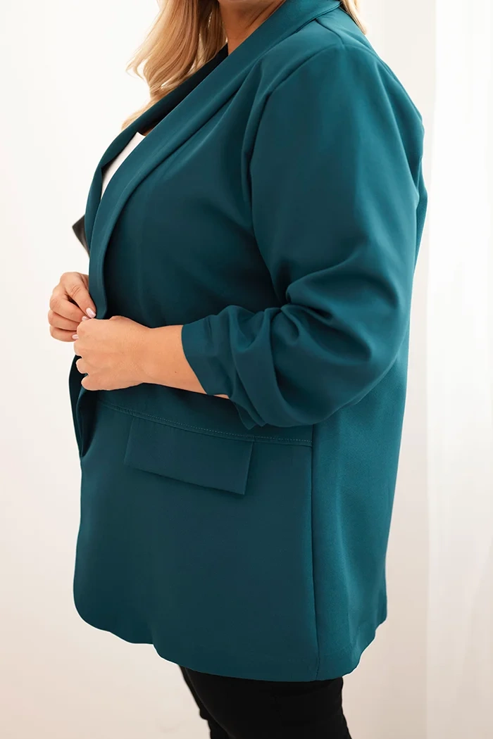 Kesi Włoski Elegant Plus Size women&#039;s blazer sea color