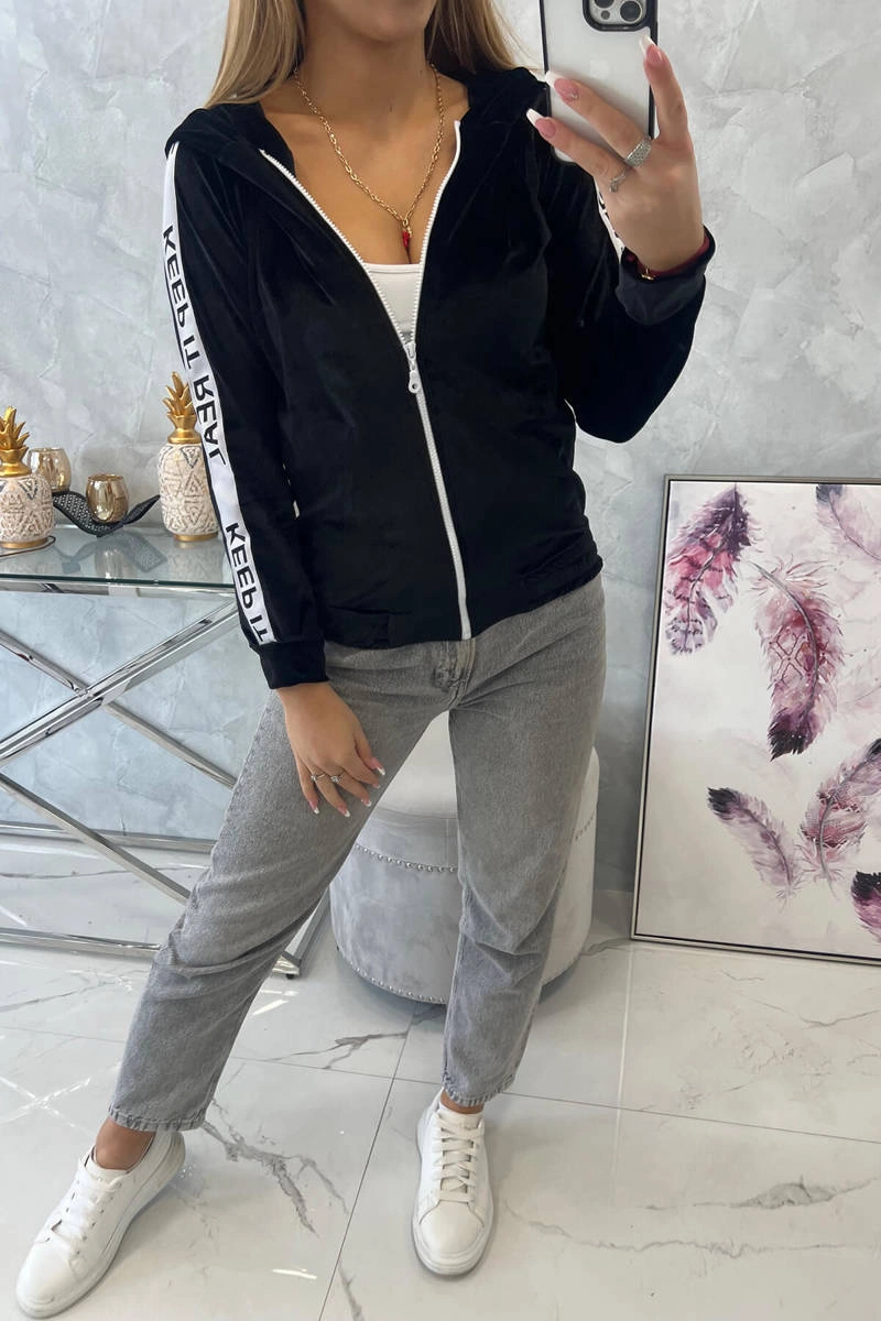 Kesi Velor sweatshirt with a hood black
