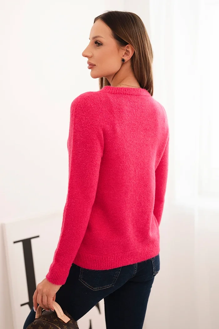 Kesi Włoski Women's sweater made of baby alpaca with long sleeves fuchsia