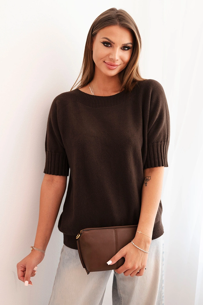 Kesi Włoski Women&#039;s short-sleeve viscose sweater brown