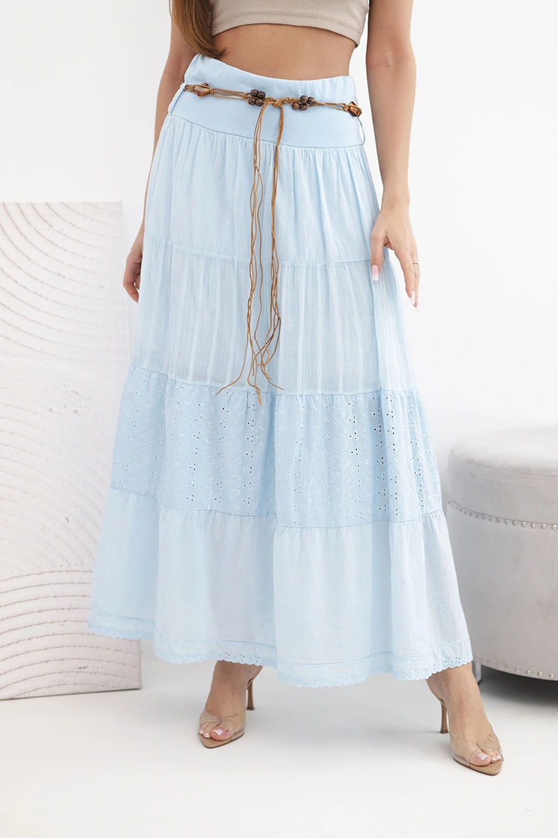 Макси памучна пола с бродерия