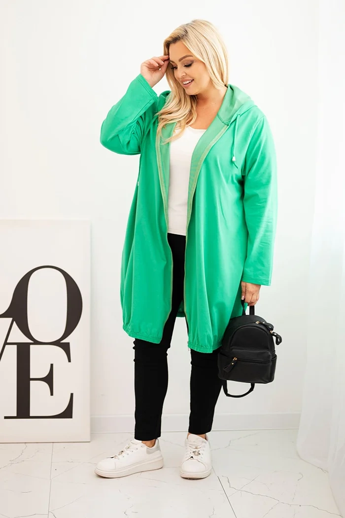 Kesi Women's Plus Size cotton hoodie with zipper green