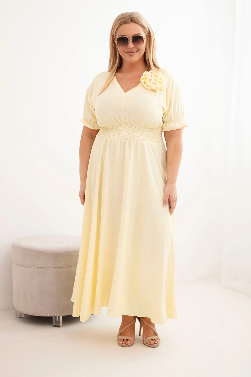 Италианска рокля Kesi с големи размери и V-образно деколте в жълто
