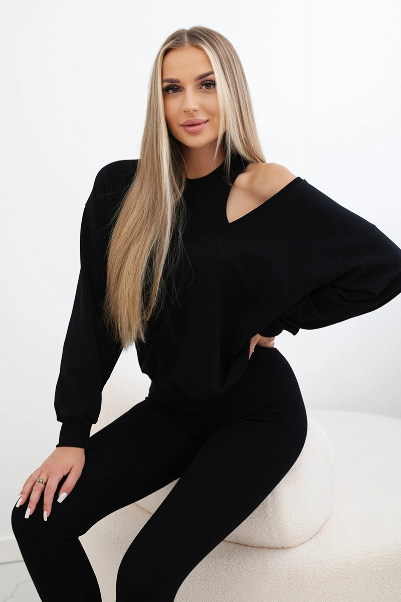 3-piece set sweatshirt   top   leggings black
