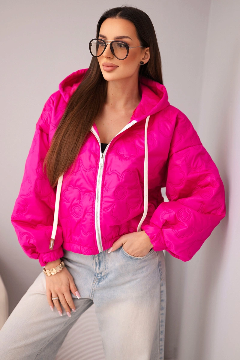 Ватирано яке Kesi с качулка и флорален мотив