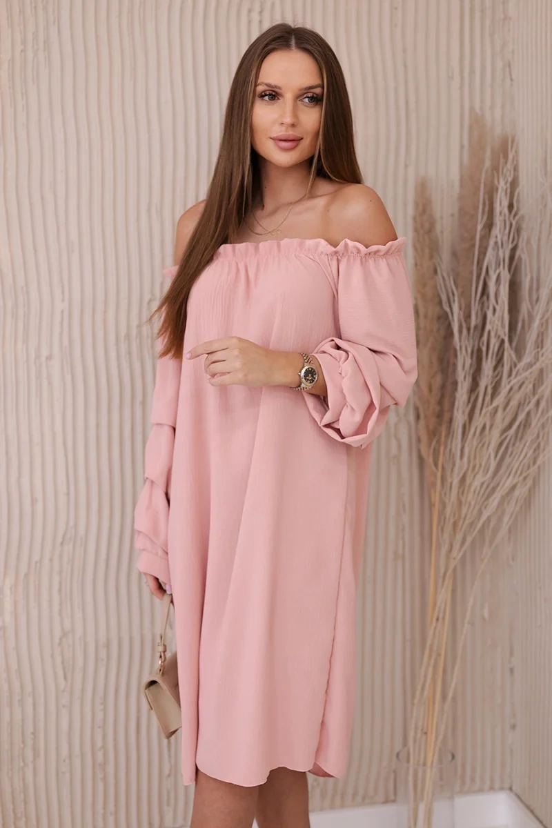 Spanish dress with decorative sleeves dark powder pink