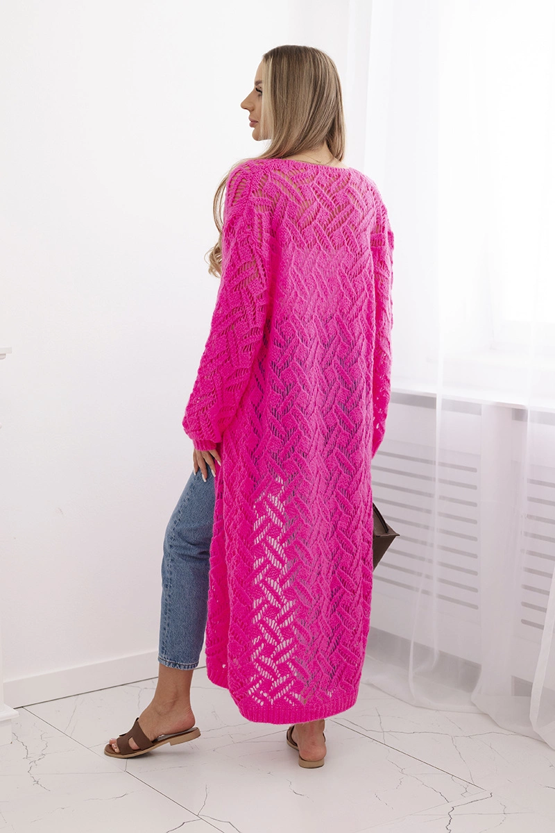 Super KID Mohair pink neon long cardigan sweater