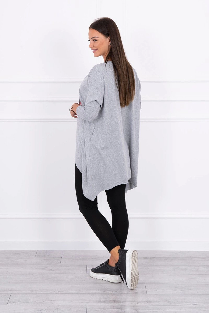 marka niezdefiniowana Blouse oversize with rainbow lips print gray
