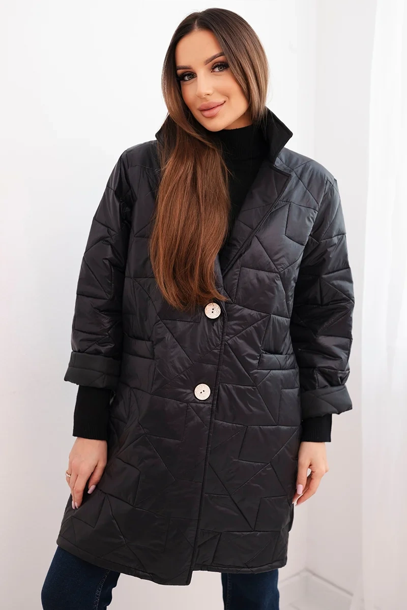 Дамско ватирано яке с декоративни копчета