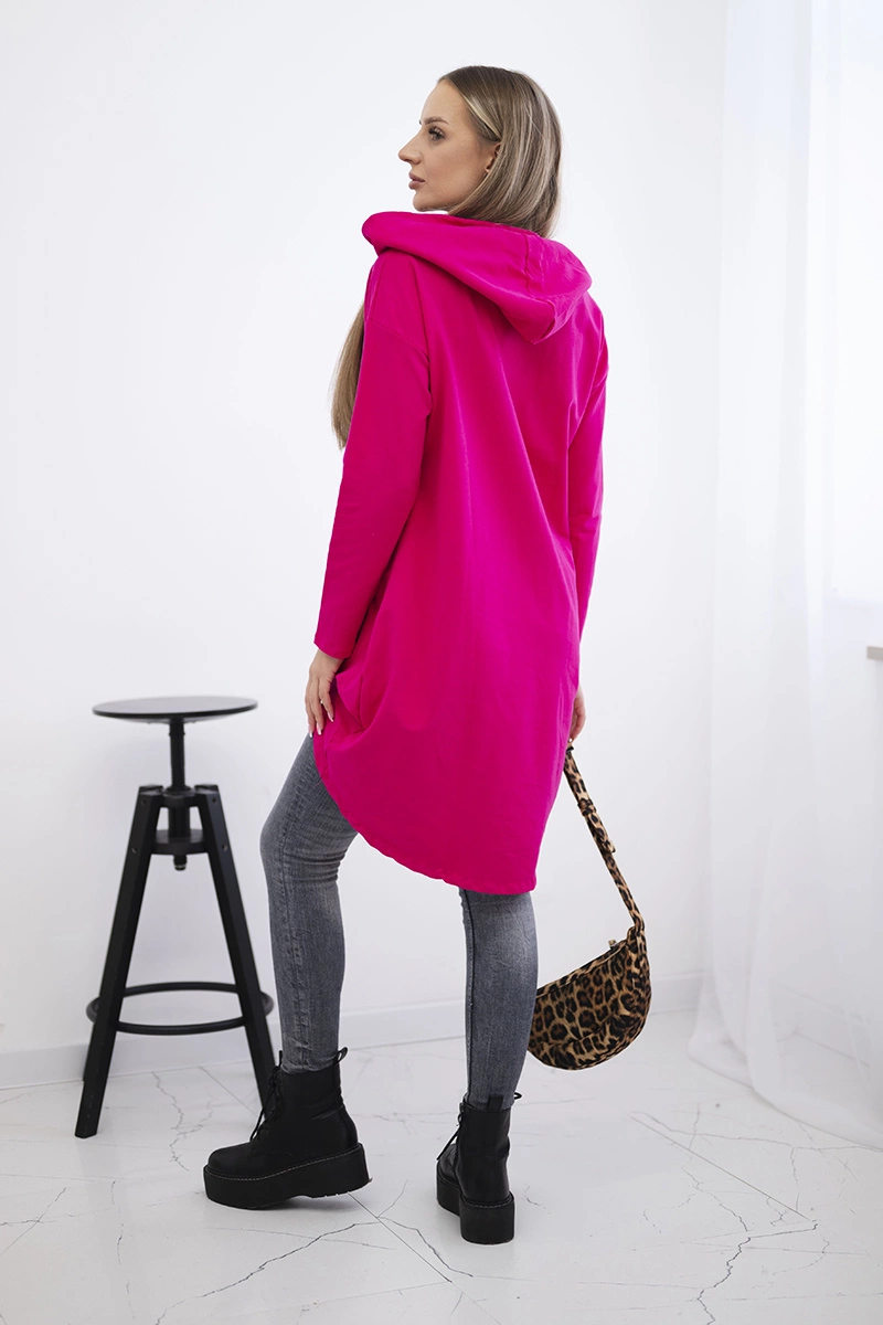 marka niezdefiniowana Sweatshirt with long back and hood fuchsia