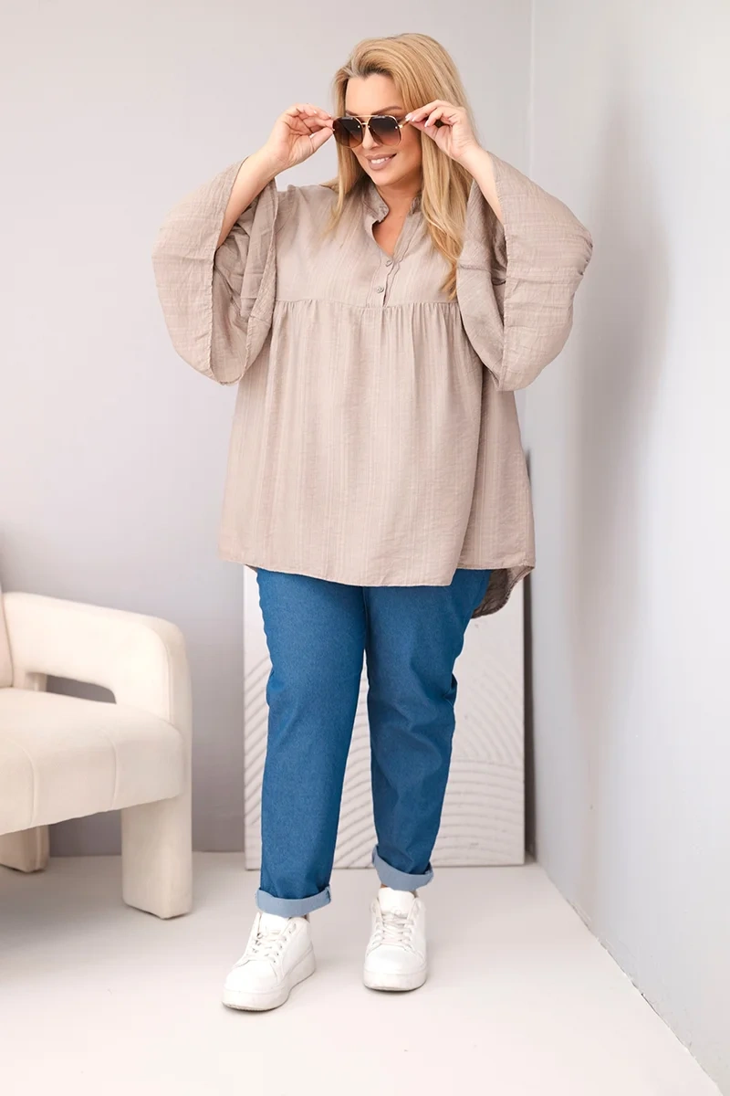 Kesi Plus-size dámska blúzka s volánovým rukávom