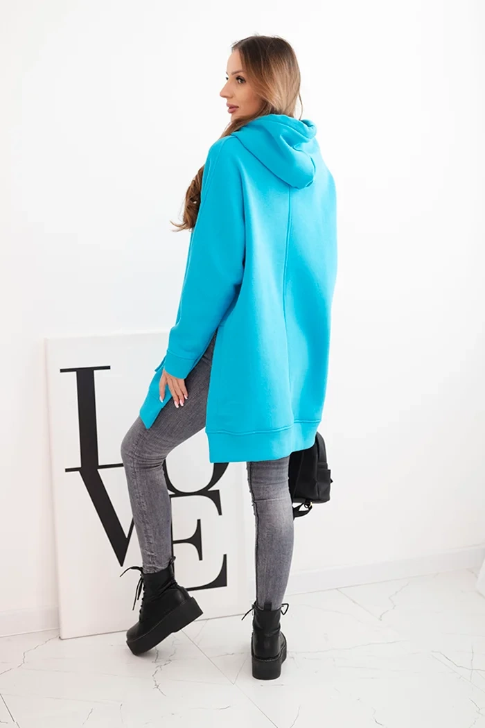 Kesi Warm sweatshirt with side slits turquoise