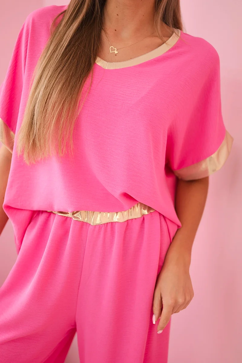 Kesi Włoski Viscose set with golden trim pink