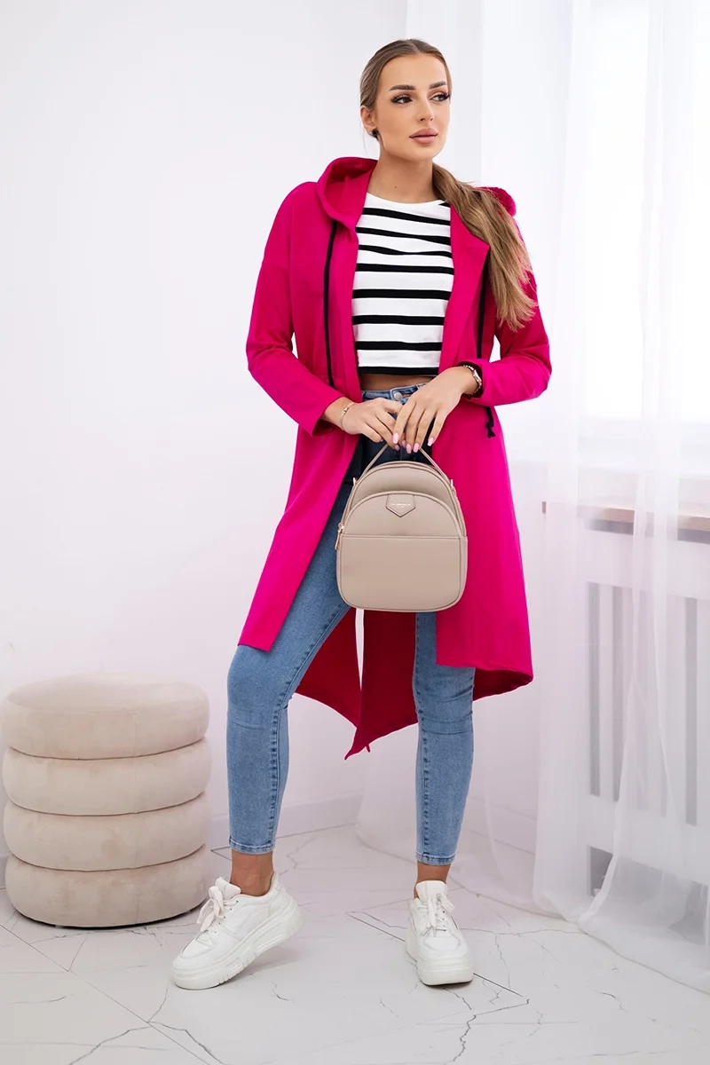 Coat with a long back fuchsia